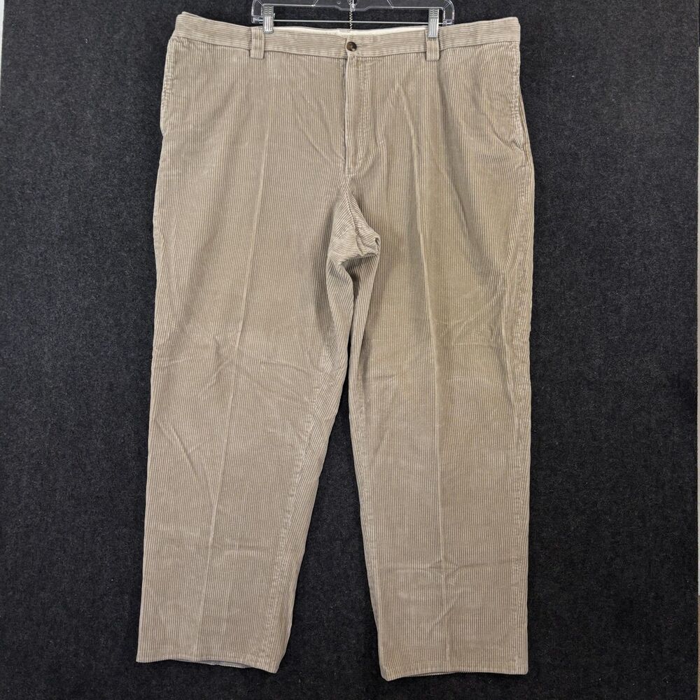 Vintage LL Bean Comfort Waist Corduroy Pants Men's 46x32 Khaki Relaxed Fit